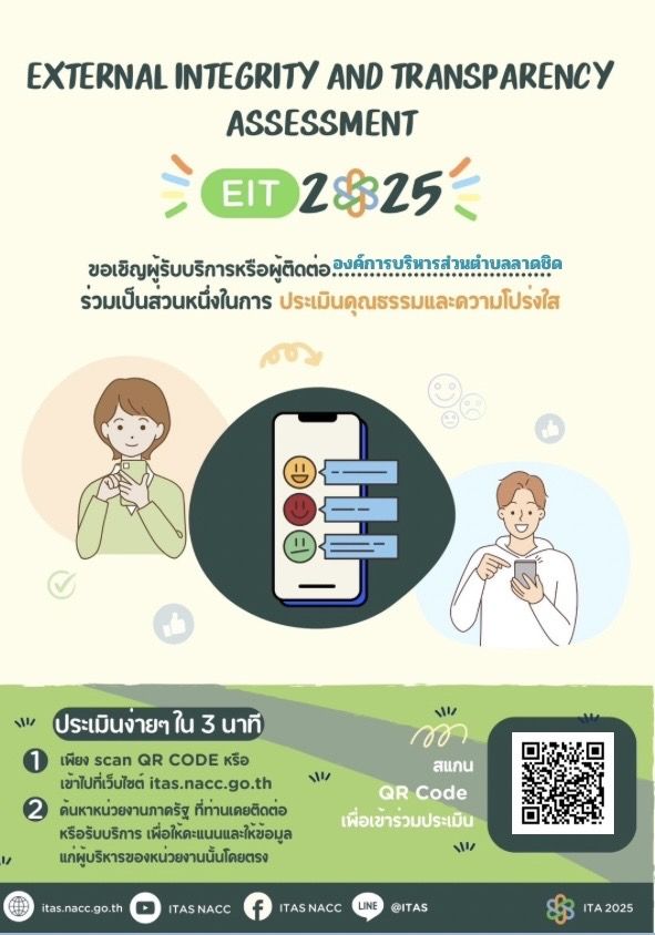 ขอเชิญผู้รับบริการและผู้ติดต่อร่วมตอบแบบประเมิน EIT ประจำปีงบประมาณ 2568